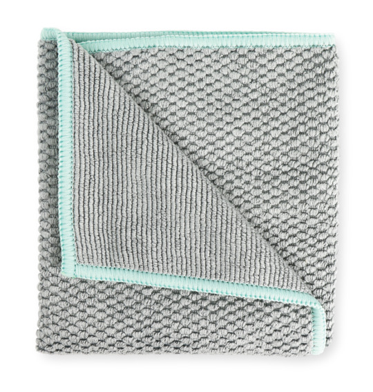 Textured Kitchen Cloth, graphite w/sea mist trim - LE
