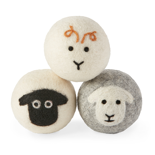LE Fluff and Tumble Dryer Balls with Sheep Design (set of 3)