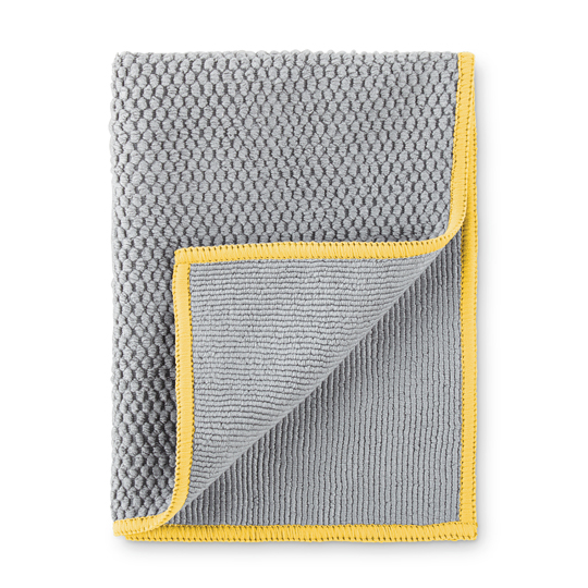 LE Diamond Textured Kitchen Cloth, graphite w/ sunflower trim