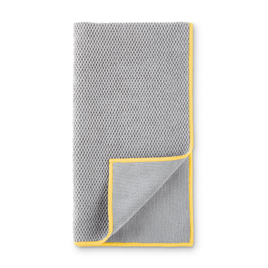 LE Diamond Textured Kitchen Towel, graphite w/ sunflower trim