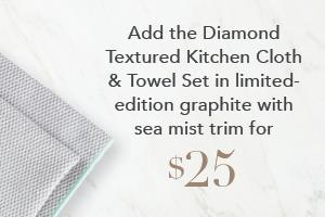 Spend $120 and Get Kitchen Towel & Cloth Set, graphite/sea mist trim for $25