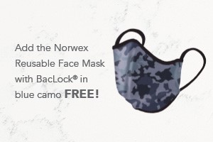 Your order qualifies you to add the Norwex Reusable Face Mask w/BacLock®, Adult - Blue Camo for FREE!