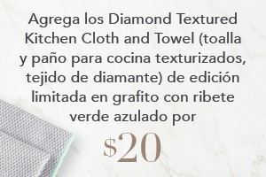 Your order qualifies you to buy the Kitchen Towel & Cloth Set, graphite w/ seamist trim for $20!